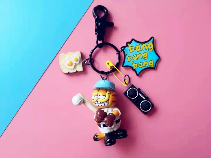 Милый мультфильм Гарфилд Бейсбол теннис моделирование фигурка кукла-брелок для ключей для детей игрушка женская сумка самодельные амулеты кулон украшение брелок