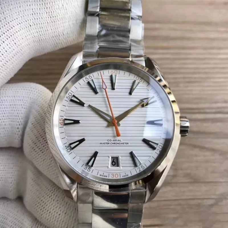 

Часы мужские механические из нержавеющей стали, Классические Автоматические, с сапфировым стеклом, с резиновым ремешком, 40 мм, серебристо-ч...