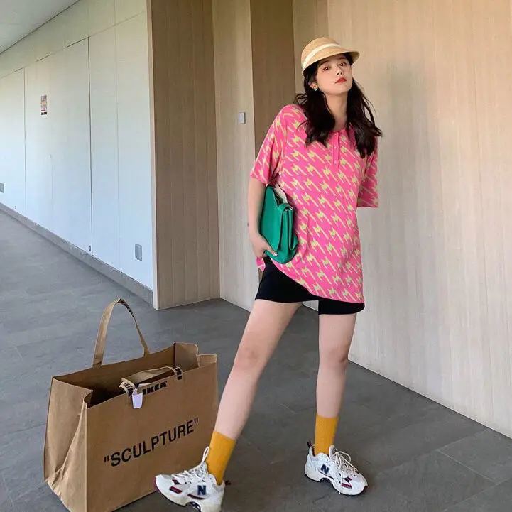 

2021 new versatile short sleeve T-shirt women's spring big size show thin polo collar top