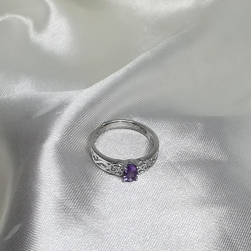 Женское кольцо с натуральным аметистом MeiBaPJ ювелирное изделие из серебра 925