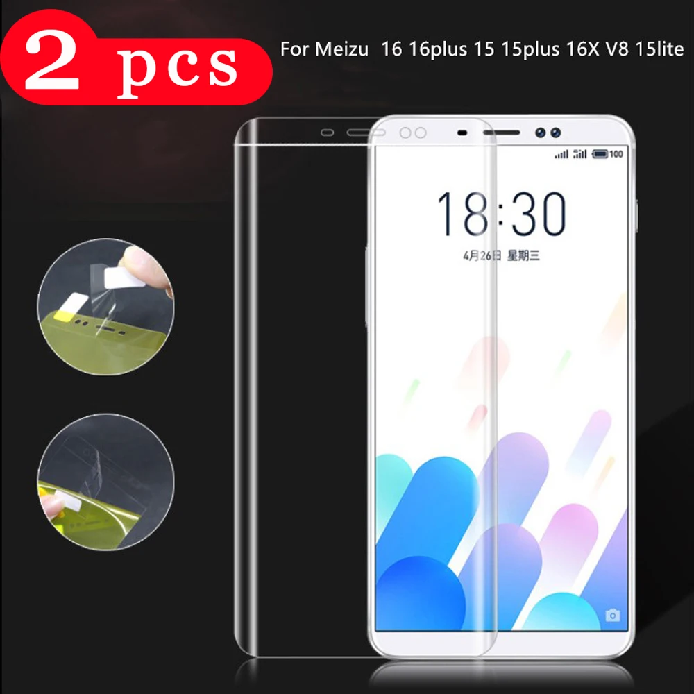 

2Pcs for meizu 16 16x 16th 15 lite plus hydrogel film full cover 16xs Not Glass 16s pro phone screen protector protective film