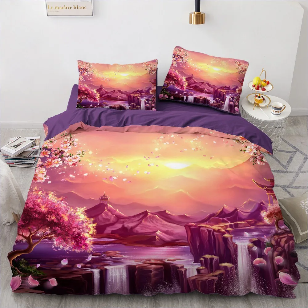 

3D Landscape Bedding Set Custom Design Black Quilt Cover Sets Moon Comforther Covers Pillow Cases 200*230cm Full Twin King Size