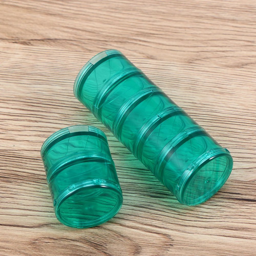 

1 Set Portable Cylindrical Medicine Box 7 Grids Storage Box Pill Organizer Container (Size Green)