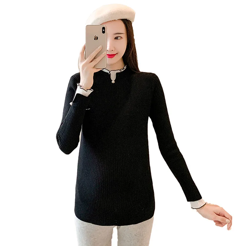 

087# Autumn Thick Warm Knitted Maternity Nursing Bottoming Shirts Winter Feeding Shirt Clothes for Pregnant Women Pregnancy Tops