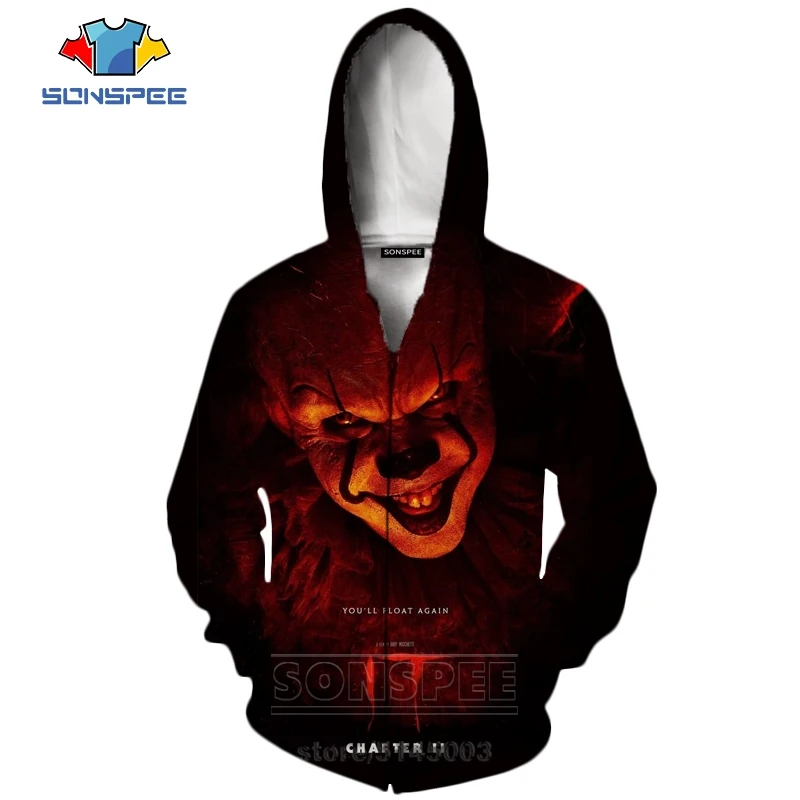 16 It Chapter две молнии толстовки новые для мужчин женщин Pennywise клоун Толстовка 3D принт фильм ужасов унисекс с длинным рукавом Топ пальто C063-2 - Цвет: 16