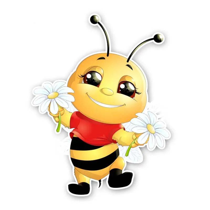 

Dawasaru A Happy Little Bee Lovely Car Stickers Waterproof Decals Laptop Suitcase Motorcycle Auto Decoration PVC,18cm*14cm