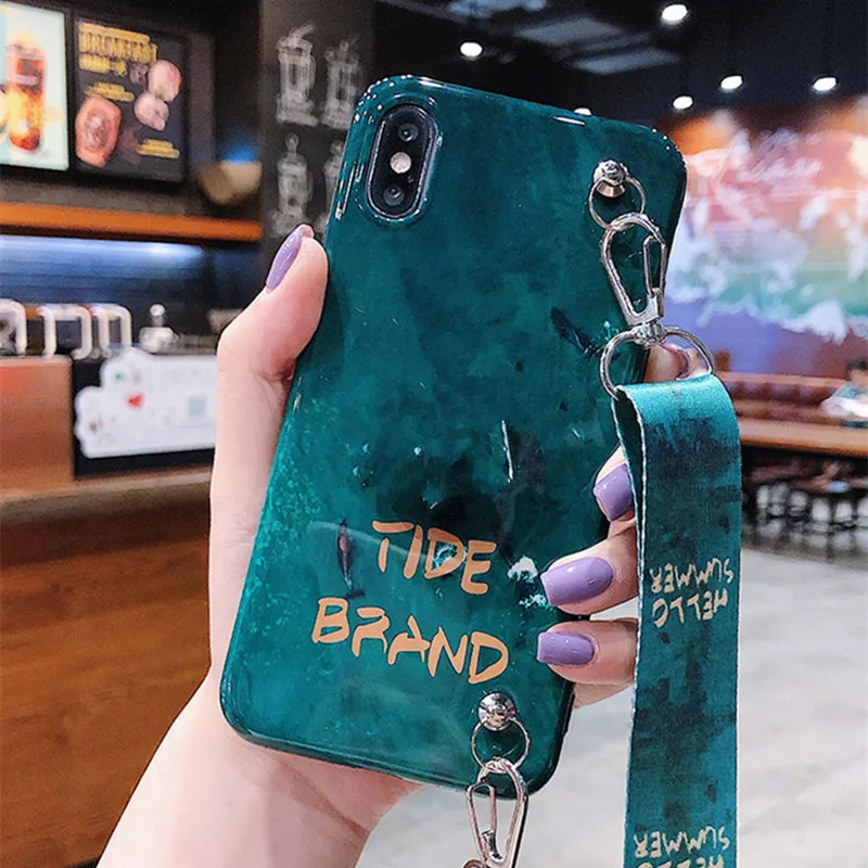 Чехол из ТПУ с ремешком для xiaomi mi 8 9 se A1 A2 A3 lite 9T cc9e redmi note 7 6 5 pro 5A 4X k20 pro 7A S2, модный зеленый чехол