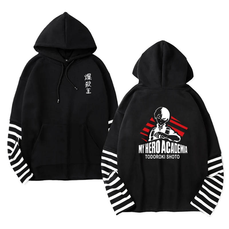 

My Hero Academia Haikyuu Cosplay Costume Anime Adult Hoodie Thick Long Sleeve Black Men Women's Sweater Loose Tshirt
