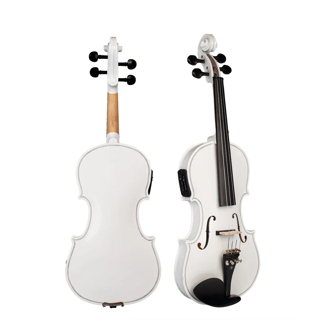 New 4 strings white Acoustic Violin Fiddle 4/4 Full Size Violin Solid Wood Body Ebony Accessories  Violin