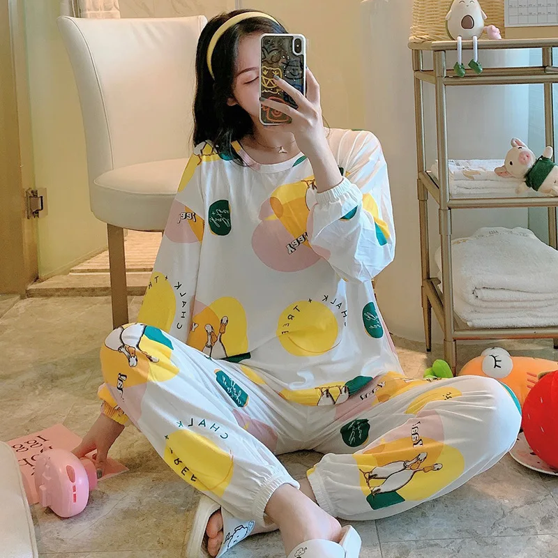 

SLPBELY Pajamas Set Leisure wear Women Pyjamas Women Sleepwear Night Suit Home Wear Women Summer Floral Pajamas Milk Shreds