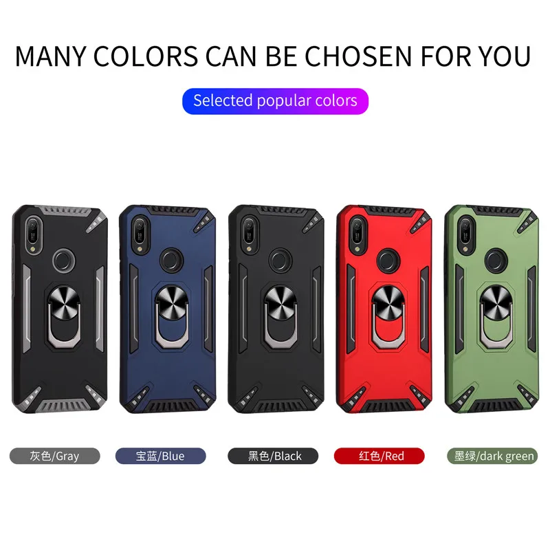 for huawei y5 y6 y7 y9 prime 2019 case magnet car holder ring shockproof armor phone case for huawei p smart z back cover free global shipping