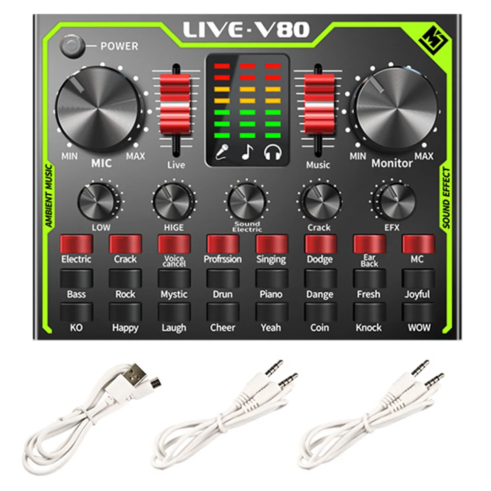 

Voice Changer Live Sound Card Real Time Plug And Play Computer Phone Audio Gift Multiple Effects Gaming Mixer Board Singing