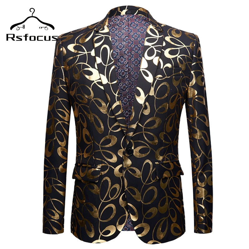 Мужской черный и золотой Блейзер Rsfocus осень 2020 облегающий большой размер 5XL
