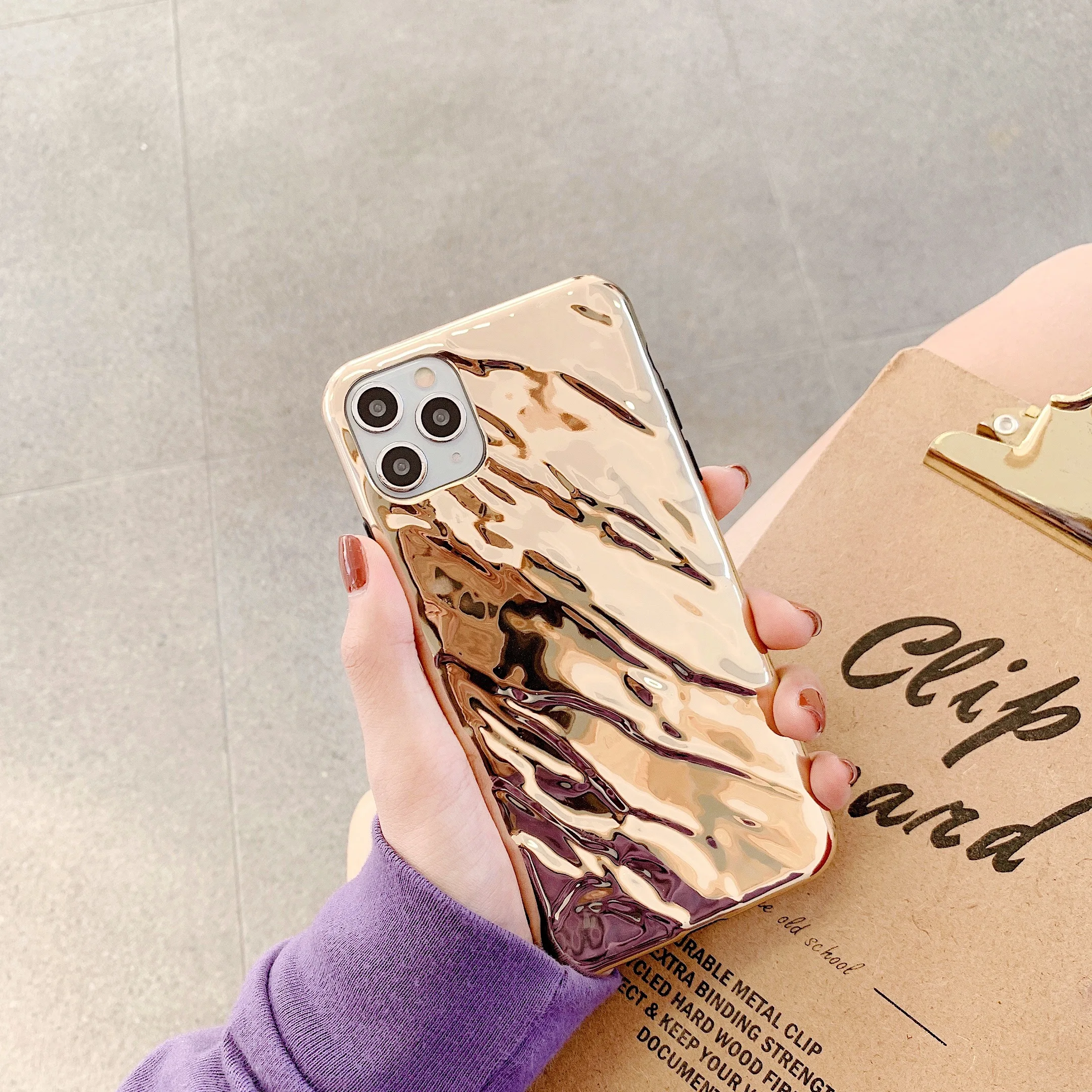 3D Dream Shell Plating Silver Gold Foil Wave Phone Case for iPhone 11 Pro XS Max XR X 7 8 Plus Glitter Soft Silicone Back Cover |