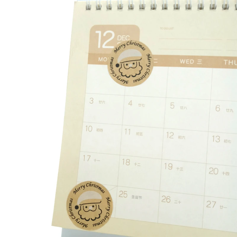 Наклейки самоклеящиеся круглые рождественские 100 шт. | Дом и сад