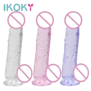 IKOKY мини-дилдо, Реалистичный искусственный пенис, женская мастурбация с сильной присоской, интимные игрушки для женщин, Массаж точки G