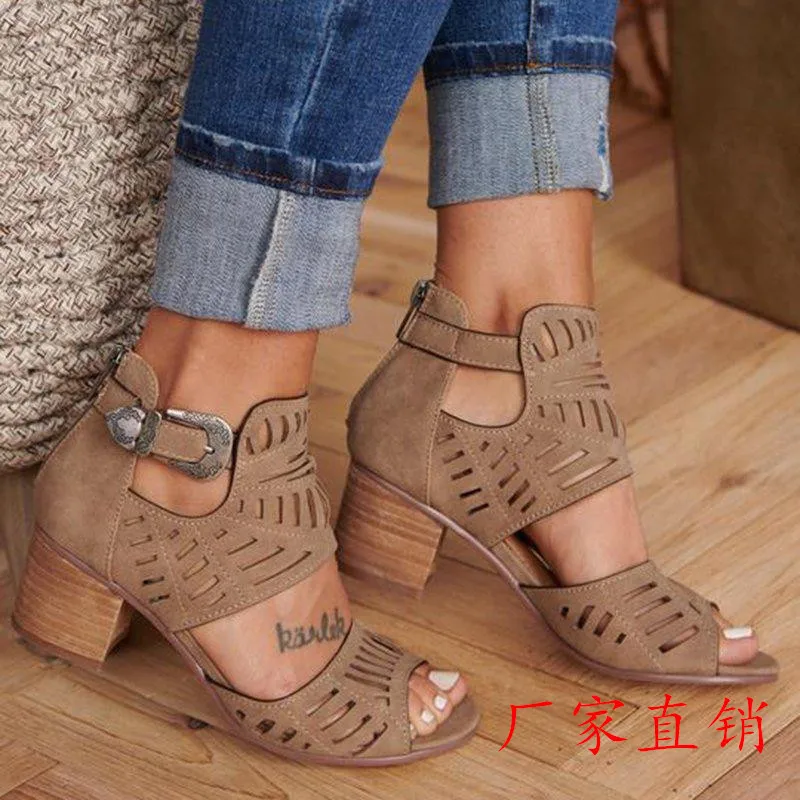 

PROWOW женские босоножки на высоком каблуке с открытым носком; Новые летние fashionhigh на высоком каблуке c резными выемками снаружи, на толстом каб...