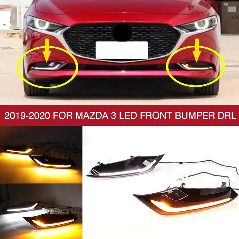 

pcmos 2Pcs/set LED Front Bumper DRL Daytime Running Light/Fog Lght 2019-2020 For Mazda 3 Day Light Car Light Assembly New