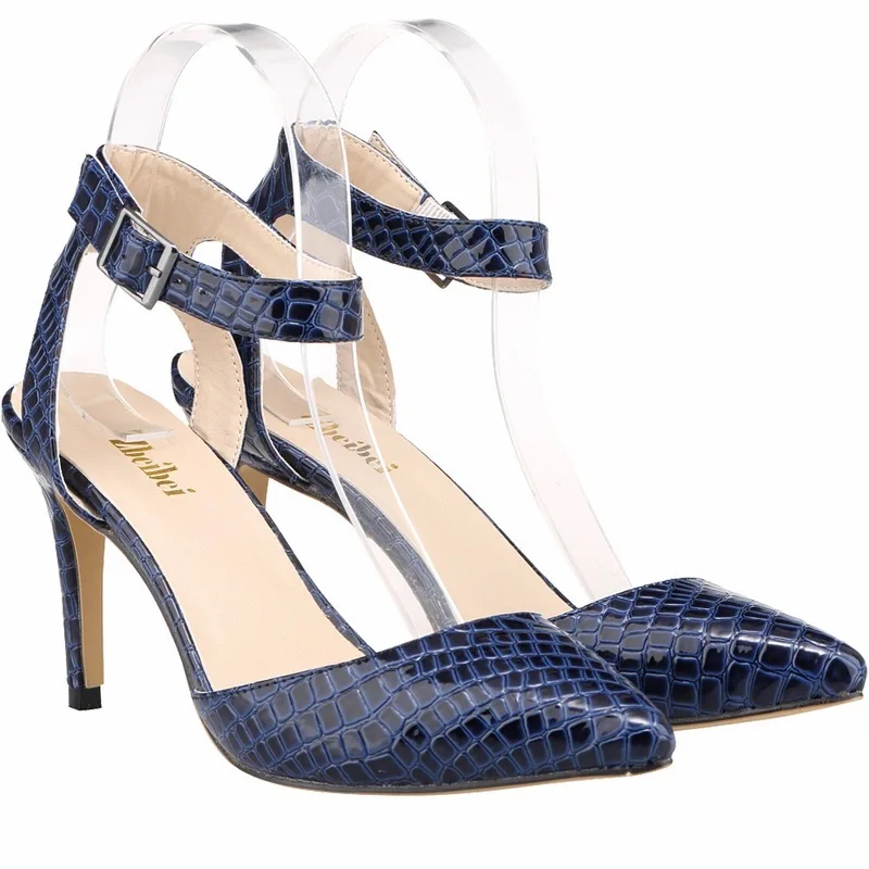 2020 fashion women sandals leather sandals Leisure Occupation Pointed Toe PU 8CM Thin High heels Buckle Strap women shoes black