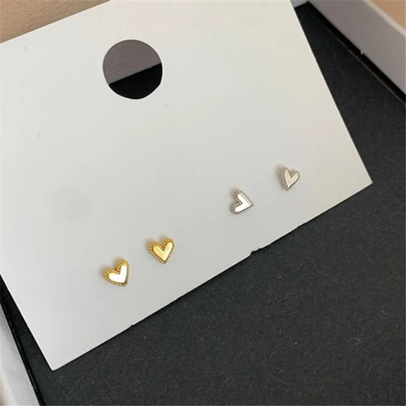 

2021 New 925 Sterling Silver Heart Charm Stud Earrings For Women Girls Kids Party Pendientes Jewelley eh1253