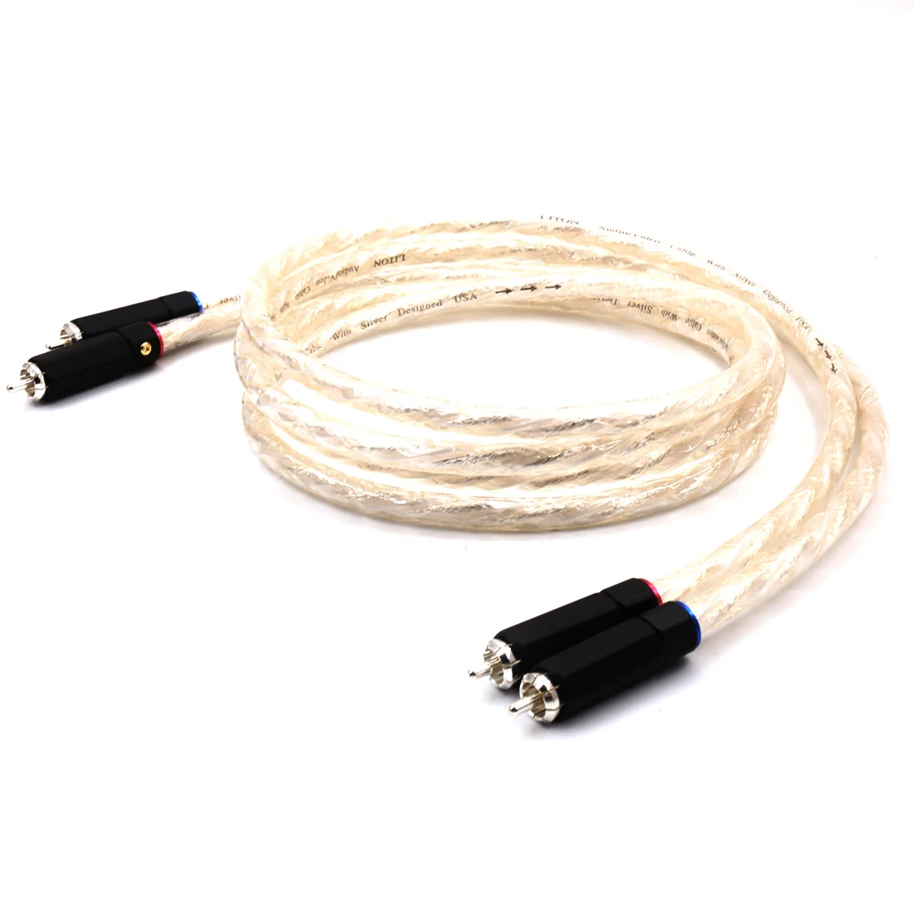 

High Quality Line Silver RCA plug Audio Cable ，silver plated dual filter ring fever audio， signal cable