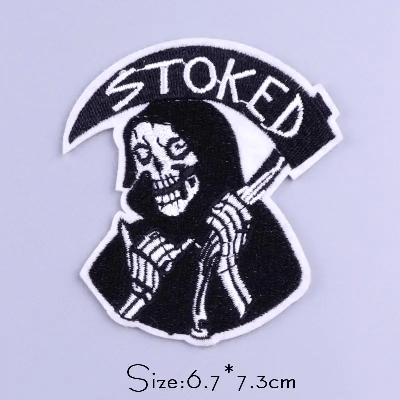 Нашивки с черепом на одежду патч в стиле хиппи Рок Панк вышитые патчи утюгом