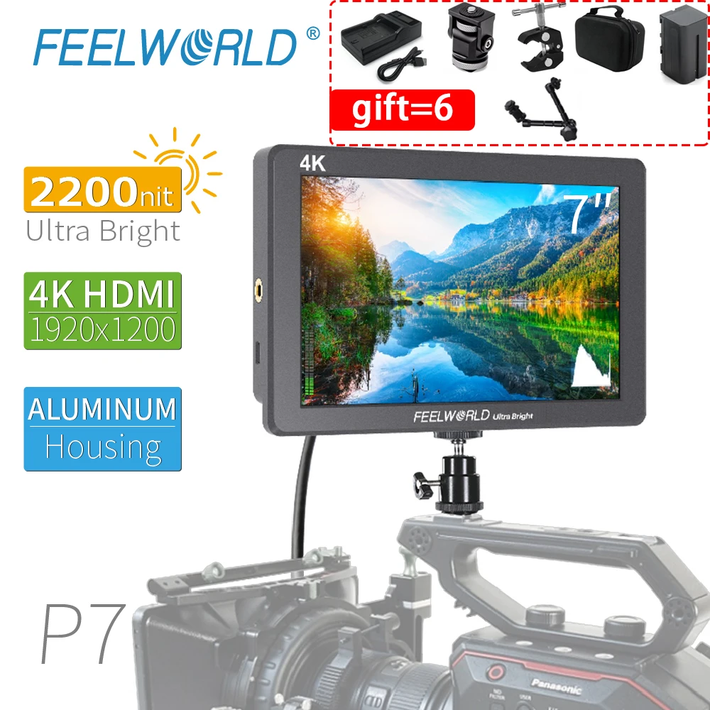 FEELWORLD P7 7 дюймов 4 к монитор на камеру поле DSLR алюминиевый корпус HDMI видео