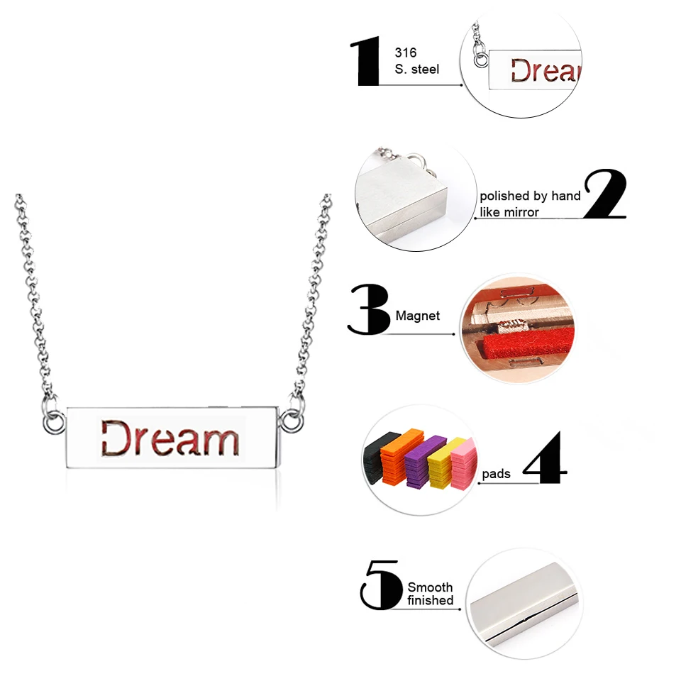 Нержавеющая сталь aromatheray ожерелье с медальоном Любовь Колье аромараспылитель