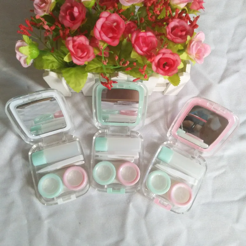 

LIUSVENTINA Portable DIY Acrylic Cute Stitch Contact Lens Case Box with Mirror Container for Color Lenses Gift for Children