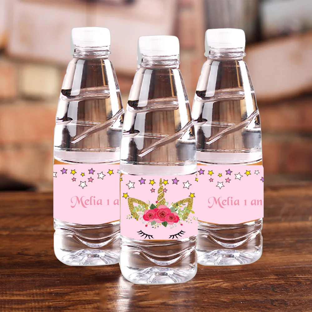 20 шт./лот этикетки для бутылок с водой единорогом и звездами оберточная бумага