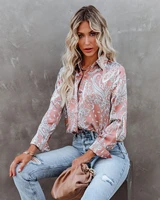 2021 new style ladies print hot selling shirt blue red green mid sleeved shirt top sexy thin womens clothing