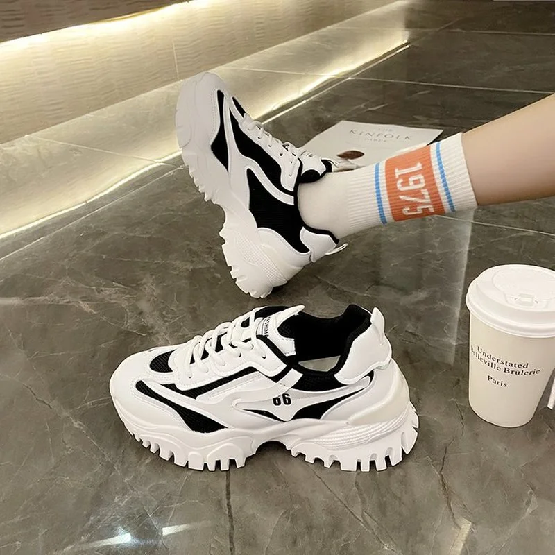 

2021 Autumn New Women's Casual Shoes Classic Thick-soled Sneakers Woman Platform Shoes Comfy Daddy Shoes Light Off White Shoes
