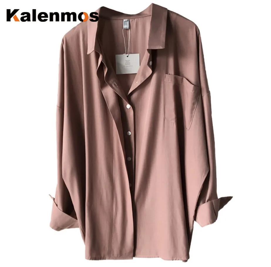 

Shirt Women Spring Fall Korean Japan Francais Long Sleeve Chic Minimalist Turn-down Collar Double Closure Loose Harajuku Top