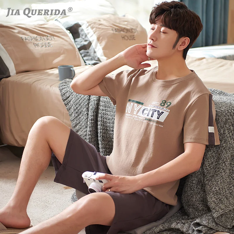 

Letter Printing Homesuit Homeclothes New Soft Man Sleepwear Fashion Casual Pijamas for Man Short Sleeve Short Pants Pj Set