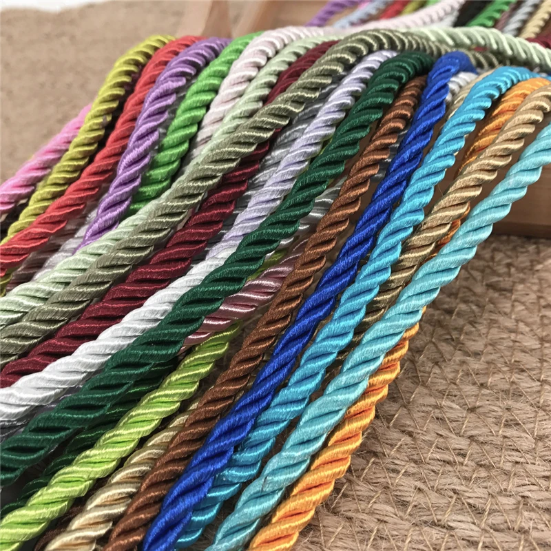 

New 10 Meters 5mm 3 Shares Twisted Cotton Nylon Cords Colorful DIY Craft Braided Decoration Rope Drawstring Belt Accessories