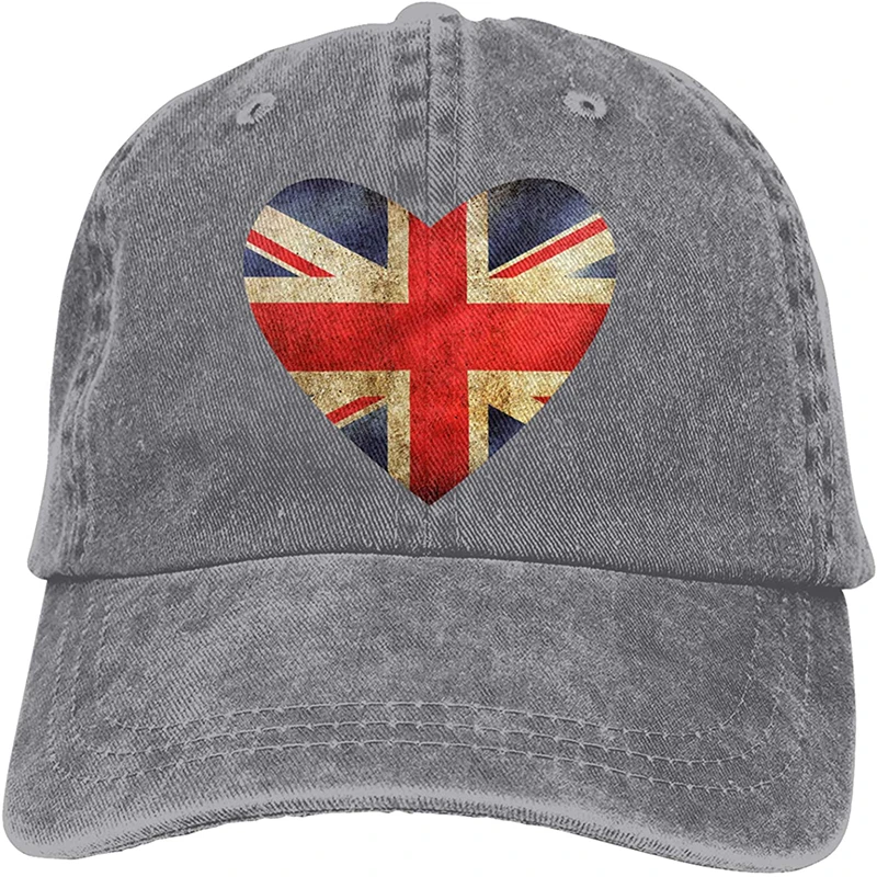 

Fashion Soft British Heart Flag Hat Gift Dad Hat Trucker Hat Cowboy Hat