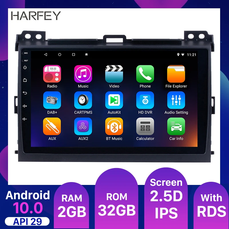 Автомобильный мультимедийный плеер Harfey 9 дюймов Android 10 0 автомобильный