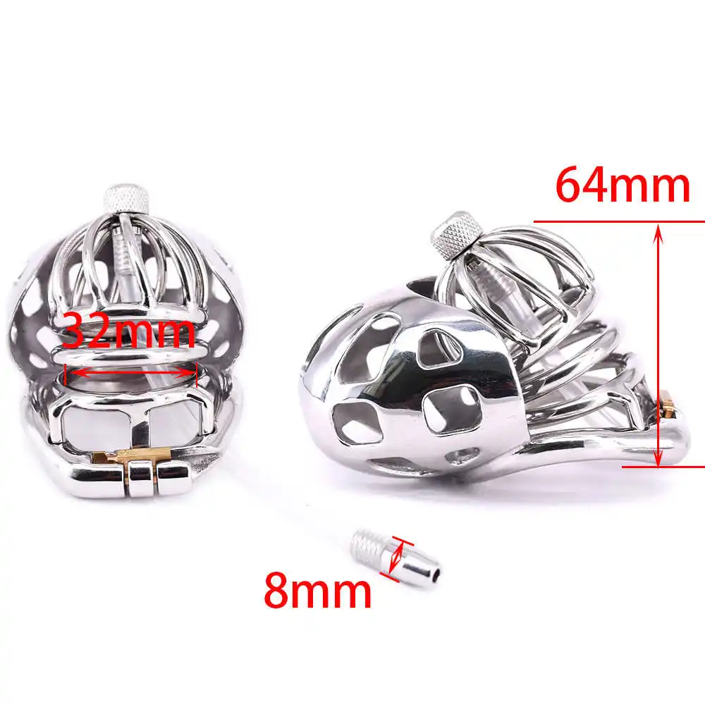 

Male Cock Cage Stainless Steel Arc Penis ring Metal Chastity Devices with Urethral Catheter Stealth Locks Scrotum Bondage Gear