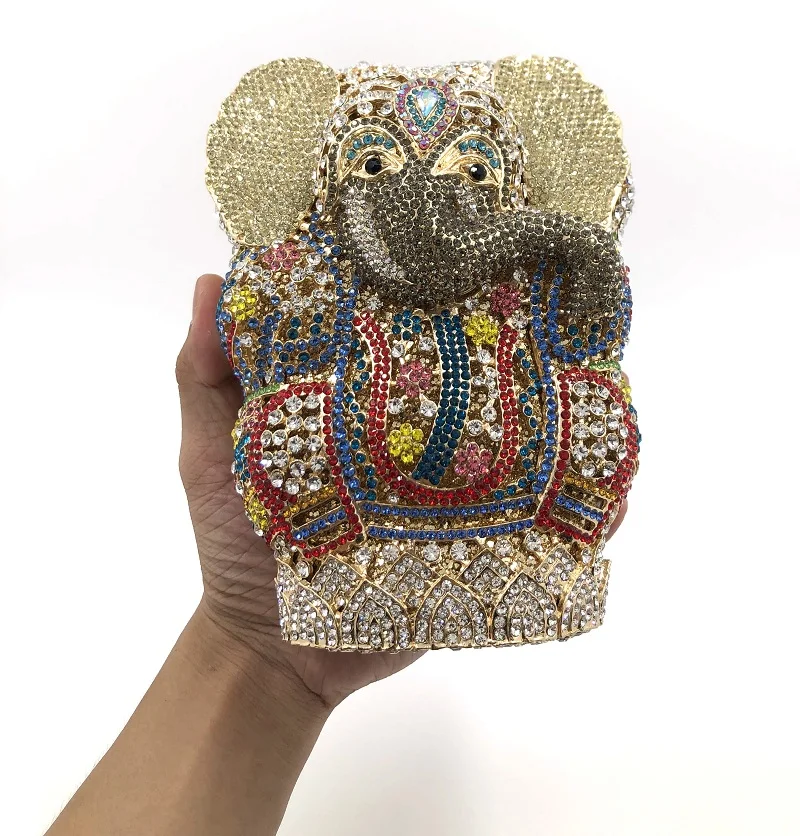 Bee In Fly 3D Thai Buddhism Elephant Crystal Women Evening Clutch Bags Wedding Formal Dinner Handbags and Purses Party Bag | Багаж и сумки