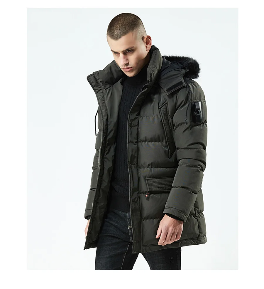 Брендовая Новинка, парка, мужские зимние куртки, хлопок, однотонный цвет, Chaquetas ropa hombre, толстые парки, мужская повседневная верхняя одежда, меховые пальто