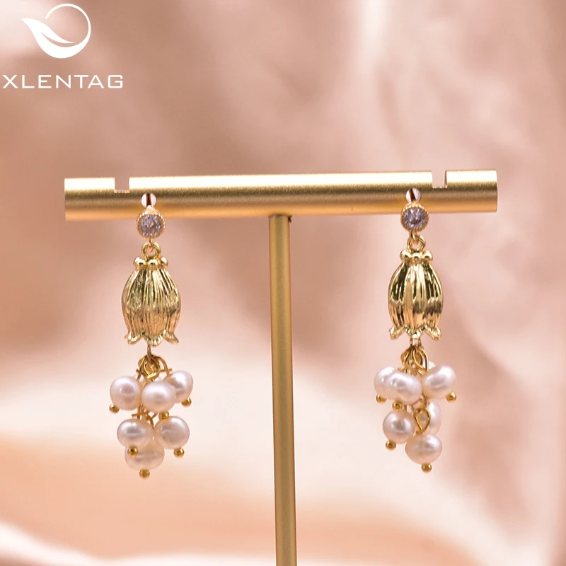 Женские серьги с жемчугом XlentAg роскошные натуральным пресноводным свадебные