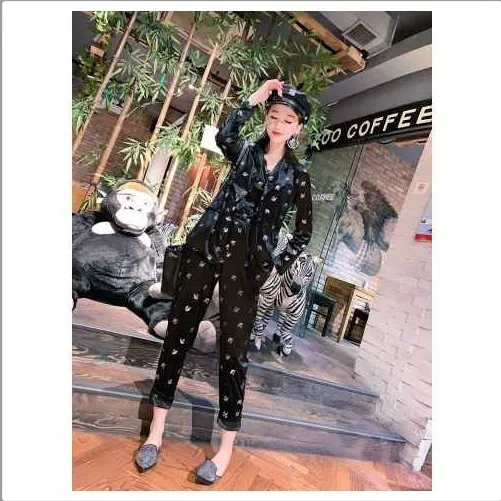 

Goods Fall New Fashion Women's Clothing Western Style Short Suit Jacket Women's Pants Printed Fashion Suit Three-Piece Suit
