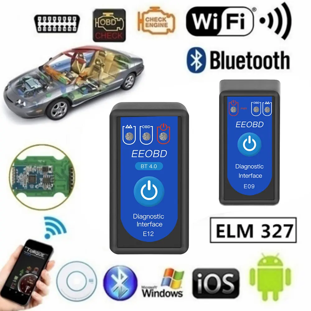 

OBD ELM327 Bluetooth OBD2 OBDII CAN BUS Check Engine Car Auto Diagnostic Scanner Tool Interface Adapter For Android PC