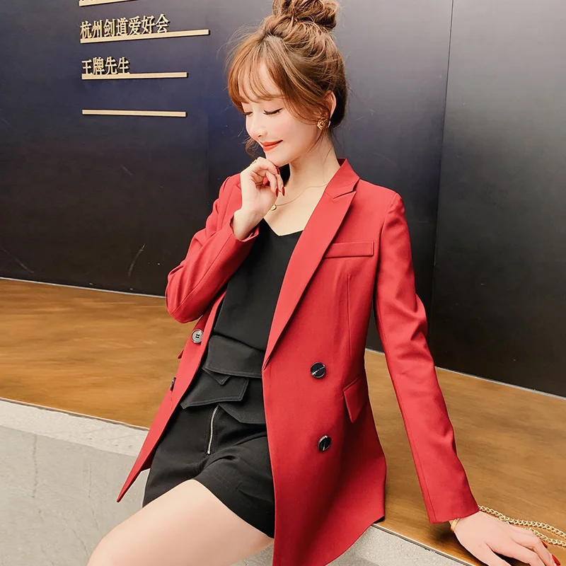 

Blazers Women Elegant High Quality Trendy Female Slim Trendy All-match Pockets Soft Korean Style Spring Womens Single Breasted