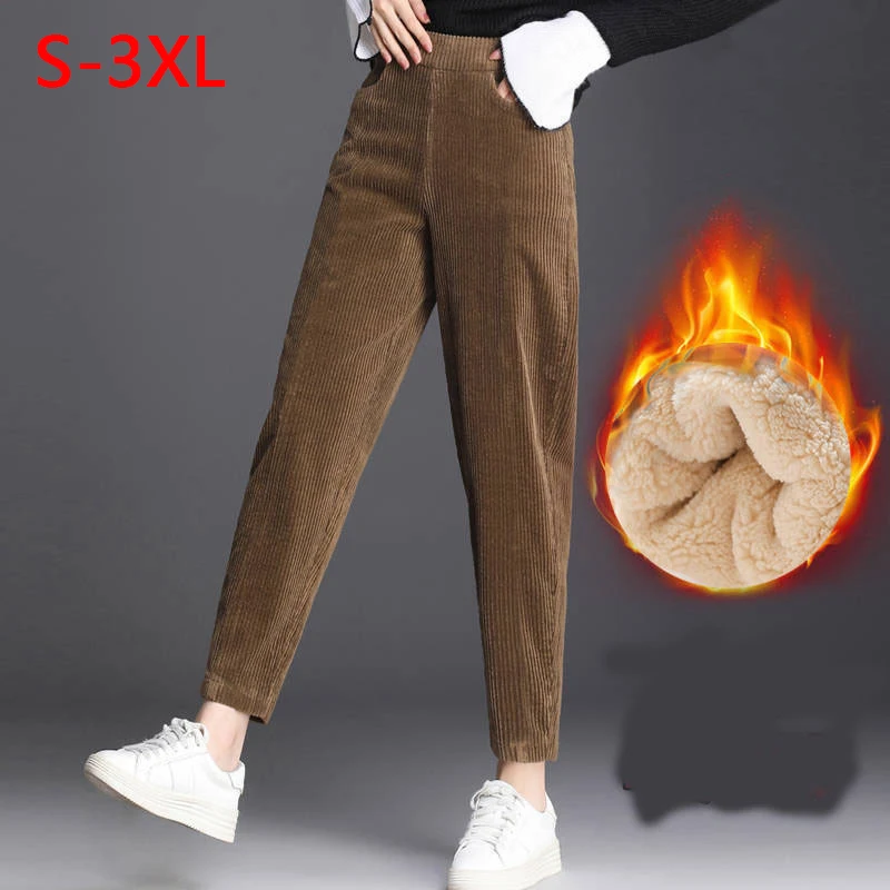 

Plush Thick Casual Pants Women Corduroy Warm Pants Autumn And Winter 2022 Fashion High Waist Harem Pants Trousers For Women