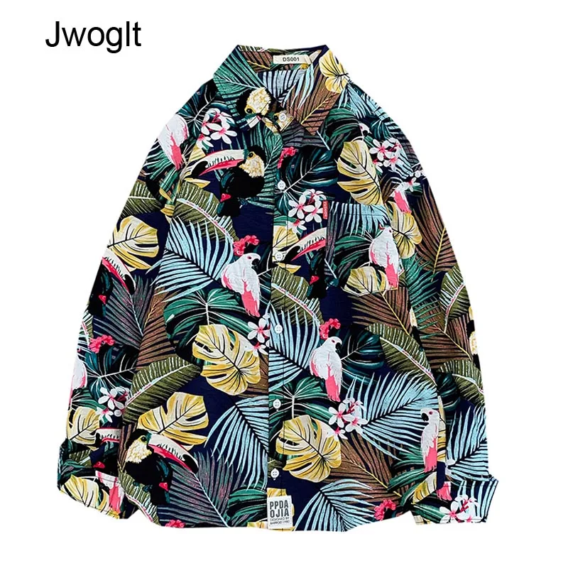 45 кг 120 Осенняя модная повседневная тонкая рубашка с цветочным принтом для мужчин
