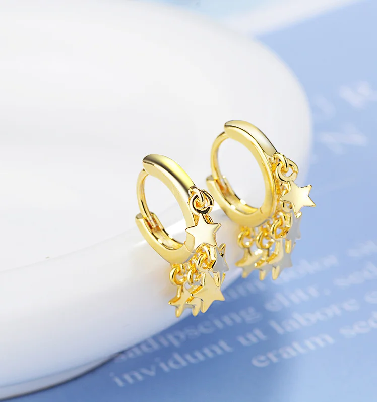 Cxwind Новый пятиконечный звездопад серьги для женщин золотые звезды с кисточками