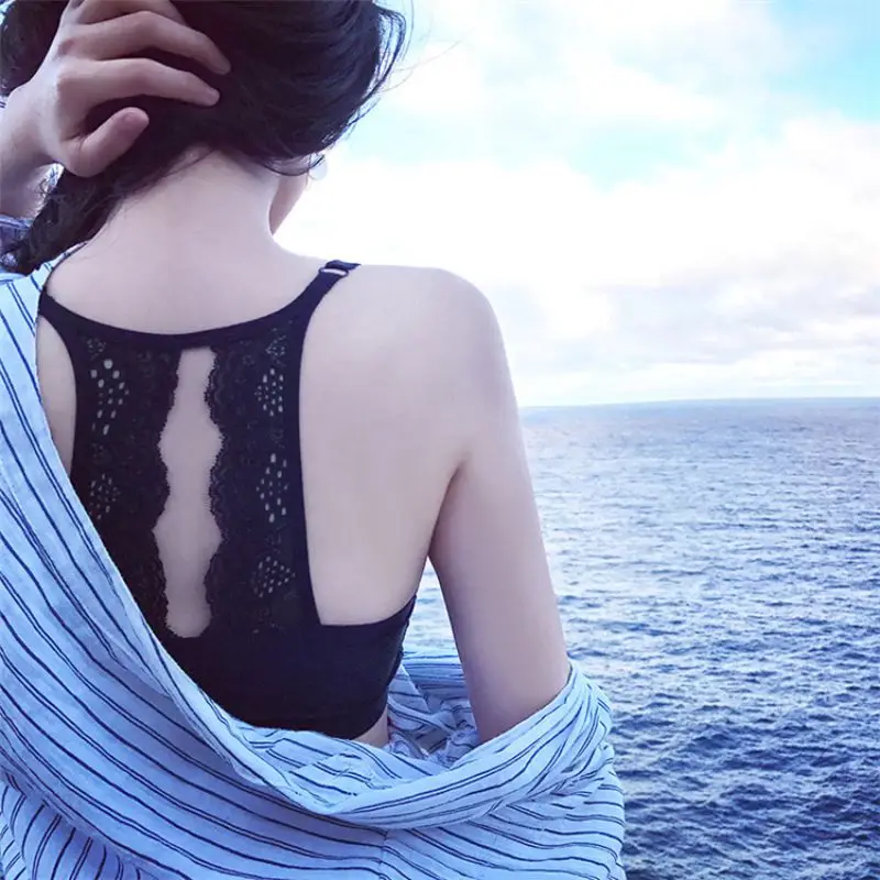 Сексуальный кружевной бюстгальтер с вырезами на спине рубашка-топ женский