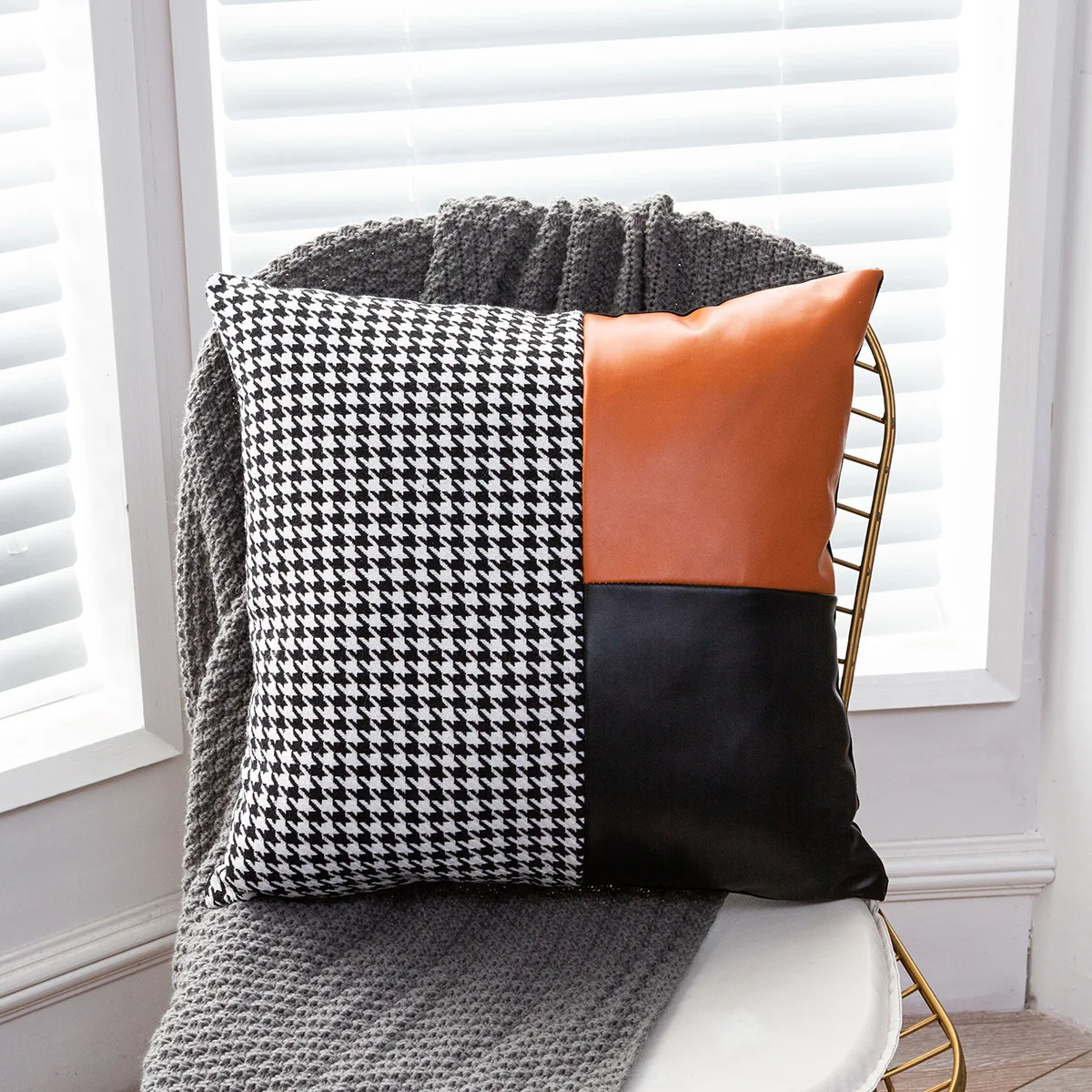 45x45 см квадратная Роскошная оранжевая наволочка из искусственной кожи для