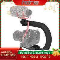 hdrig u c shaped holder grip video camcorder stabilizing handle photography accessory with triple shoe mount for dslr cameras